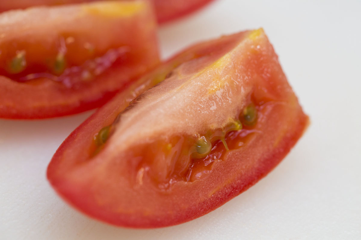 Quartered tomato.